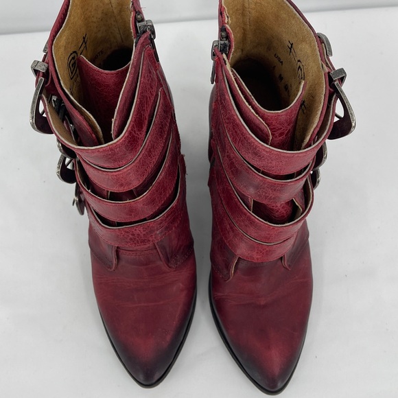 Circle G Burgundy Leather Ankle Boots with Buckles WOMENS SIZE 6M - Picture 3 of 7